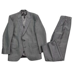 vtg Alexandre UK Bespoke Custom 38S 29x30 Gray Nailhead Tweed 2pc Pant Suit